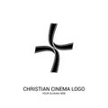 Christian cinema logo. Symbols of movies and videos for the ministry, conference, camp, festival, event