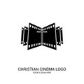 Christian cinema logo. Symbols of movies and videos for the ministry, conference, camp, festival, event