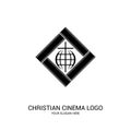 Christian cinema logo. Symbols of movies and videos for the ministry, conference, camp, festival, event