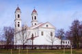 Christian classical white church and blue sky