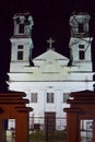 Christian classical white church at night