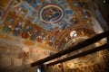 Christian colorful frescoes, Santo Spirito - Holy Spirit - church. Bormio, Lombardy, Italy
