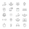 Christian Community, Church and Ministry Line Icons. Flat Vector Design