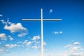 Christian cross against sky and clouds Royalty Free Stock Photo