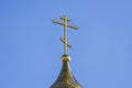 Christian cross against the blue sky. Orthodox Church Royalty Free Stock Photo