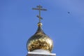 Christian cross against the blue sky. Orthodox Church Royalty Free Stock Photo