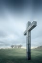 Christian cross against the sky and rolling hills Royalty Free Stock Photo