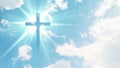 Christian cross appears bright in the sky