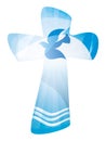 Christian cross baptism with waves of water and dove. Multiple exposure Royalty Free Stock Photo