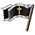 Christian cross on black flag Royalty Free Stock Photo