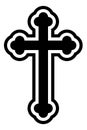 Christian cross. Black and white silhouette. Religion catholic symbol, traditional theology element, church holy sign
