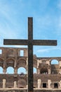 Christian Cross at the Colosseum in Rome, Italy Royalty Free Stock Photo