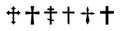 Christian cross. Crucifix icon. Black catholic symbol. Gothic religious silhouette for church of Jesus. Set of orthodox crosses on