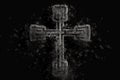 Christian cross, crucifix symbol, sign made in ash, dust Ash Wednesday concept. Generative AI Royalty Free Stock Photo