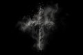 Christian cross, crucifix symbol, sign made in ash, dust Ash Wednesday concept. Generative AI Royalty Free Stock Photo