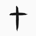 Christian cross drawn by hand with a rough brush. Grunge icon, symbol, logo. Sketch, watercolor, paint, graffiti. Royalty Free Stock Photo