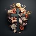 christian cross with flowers easter cross Cross with flowers Jesus in my heart concept