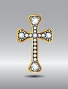 Christian Cross in Gold with Diamond Stones