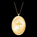 Christian Cross Gold Locket, Jewelry Necklace Chain Royalty Free Stock Photo