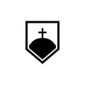 christian cross in hill symbol vector illustration. Calvary Crosses, hill and mountain with holy christian cross logo, church of