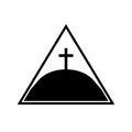 christian cross in hill symbol vector illustration. Calvary Crosses, hill and mountain with holy christian cross logo, church of