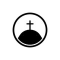 christian cross in hill symbol vector illustration. Calvary Crosses, hill and mountain with holy christian cross logo, church of