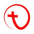 Red christian cross icon. Vector illustration. Royalty Free Stock Photo