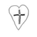 Christian cross icon in the heart inside. Royalty Free Stock Photo