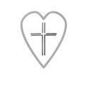 Christian cross icon in the heart inside. Royalty Free Stock Photo