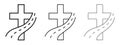 Christian cross icon with road icon. Vector christian cross icons set Royalty Free Stock Photo