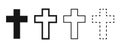 Christian cross icon set. Line vector isolated cross collection Royalty Free Stock Photo