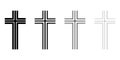 Christian cross icon. Set of linear crosses on white background. Vector illustration Royalty Free Stock Photo