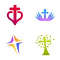 Christian cross icons set cartoon vector. Religious christian symbol