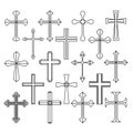 Christian cross icons set isolated on white background Royalty Free Stock Photo