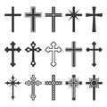 Christian Cross Icons Set on White Background. Vector Royalty Free Stock Photo