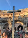 Christian cross inside Roman Colosseum, Italy Royalty Free Stock Photo