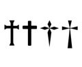 Jesus Christ crucifix, different shapes of crosses religious silhouette signs Royalty Free Stock Photo