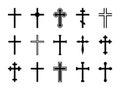 Christian cross. Jesus Christ crucifix, different shapes of orthodox and catalytic crosses religious silhouette signs Royalty Free Stock Photo