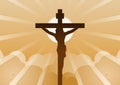 Christian cross with Jesus Christ with light and cloud backward mean begin of hope,belief and faith