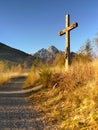 Cross in mountain landscape