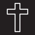 Christian cross line icon, christianity white outline sign, vector illustration.