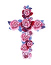 Christian cross made of watercolor roses