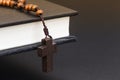 Christian cross necklace on Holy Bible book, Jesus religion concept as good friday or easter festival Royalty Free Stock Photo