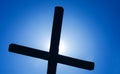 Christian cross over beautiful sunny sky Royalty Free Stock Photo