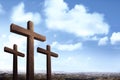 Christian cross over blue sky background Royalty Free Stock Photo