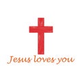 Christian cross and quote Jesus loves you icon isolated on white background Royalty Free Stock Photo