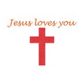 Christian cross and quote Jesus loves you icon isolated on white background Royalty Free Stock Photo