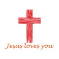 Christian cross and quote Jesus loves you icon isolated on white background Royalty Free Stock Photo