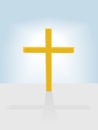 Christian cross radiant on blue sky background