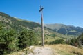 Christian cross on the road to montgarri from the valley of aran Royalty Free Stock Photo